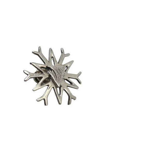 Sterling Silver Modernist Artist Signed Snowflake Lapel Pin Vintage - Picture 2 of 6